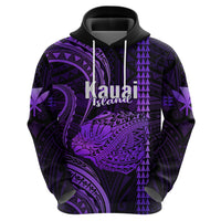 Custom Hawaiian Islands Hoodie Kauai Map Purple Kanaka With Kakau - Wonder Print Shop
