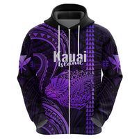 Custom Hawaiian Islands Hoodie Kauai Map Purple Kanaka With Kakau - Wonder Print Shop
