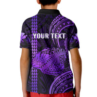 Custom Hawaiian Islands Polo Shirt for Kid Kauai Map Purple Kanaka With Kakau - Wonder Print Shop