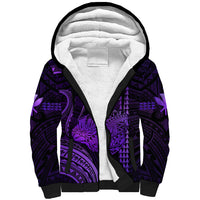Personalised Hawaiian Islands Sherpa Hoodie Kauai Map Purple Kanaka With Kakau - Wonder Print Shop