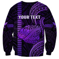 Personalised Hawaiian Islands Sweatshirt Kauai Map Purple Kanaka With Kakau - Wonder Print Shop