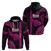 Polynesian Pride Hawaiian Islands Hoodie Maui Map Pink Kanaka With Kakau - Wonder Print Shop