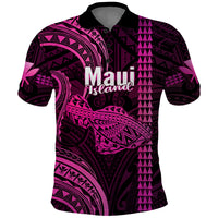 Polynesian Pride Hawaiian Islands Polo Shirt Maui Map Pink Kanaka With Kakau - Wonder Print Shop