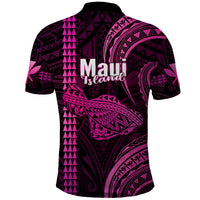 Polynesian Pride Hawaiian Islands Polo Shirt Maui Map Pink Kanaka With Kakau - Wonder Print Shop