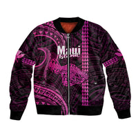 Personalised Hawaiian Islands Bomber Jacket Maui Map Pink Kanaka With Kakau - Wonder Print Shop