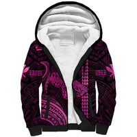Personalised Hawaiian Islands Sherpa Hoodie Maui Map Pink Kanaka With Kakau - Wonder Print Shop