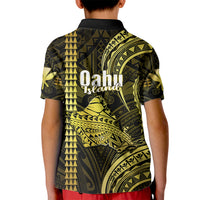 Polynesian Pride Hawaiian Islands Polo Shirt for Kid Oahu Map Yellow Kanaka With Kakau - Wonder Print Shop