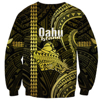 Polynesian Pride Hawaiian Islands Sweatshirt Oahu Map Yellow Kanaka With Kakau - Wonder Print Shop