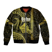 Personalised Hawaiian Islands Bomber Jacket Oahu Map Yellow Kanaka With Kakau - Wonder Print Shop