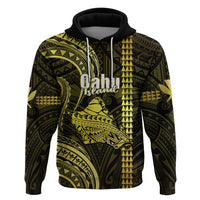 Custom Hawaiian Islands Hoodie Oahu Map Yellow Kanaka With Kakau - Wonder Print Shop