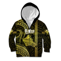 Personalised Hawaiian Islands Kid Hoodie Oahu Map Yellow Kanaka With Kakau - Wonder Print Shop