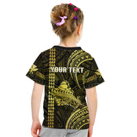 Personalised Hawaiian Islands Kid T Shirt Oahu Map Yellow Kanaka With Kakau - Wonder Print Shop