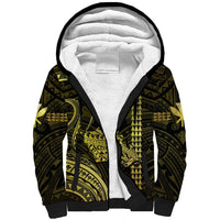 Personalised Hawaiian Islands Sherpa Hoodie Oahu Map Yellow Kanaka With Kakau - Wonder Print Shop