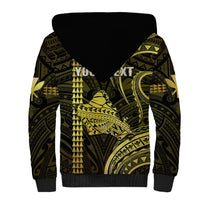Personalised Hawaiian Islands Sherpa Hoodie Oahu Map Yellow Kanaka With Kakau - Wonder Print Shop