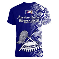 Polynesian Pride American Samoa Women V Neck T Shirt July 4 Independence Day - Wonder Print Shop