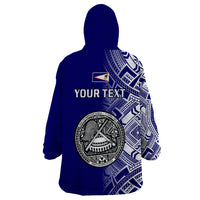 Personalised American Samoa Wearable Blanket Hoodie July 4 Independence Day - Wonder Print Shop