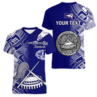 Personalised American Samoa Women V Neck T Shirt July 4 Independence Day - Wonder Print Shop