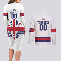 Custom Great Britain Hockey Couples Matching Long Sleeve Bodycon Dress and Long Sleeve Button Shirt 2025 Go Champions