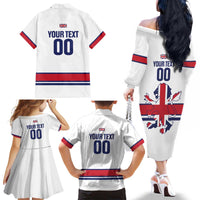 Custom Great Britain Hockey Family Matching Off The Shoulder Long Sleeve Dress and Hawaiian Shirt 2025 Go Champions