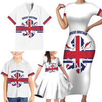 Custom Great Britain Hockey Family Matching Short Sleeve Bodycon Dress and Hawaiian Shirt 2025 Go Champions