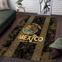 Custom Mexico Football Area Rug 2025 El Tri Champions Gold Color - Wonder Print Shop
