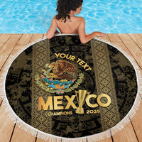 Custom Mexico Football Beach Blanket 2025 El Tri Champions Gold Color - Wonder Print Shop