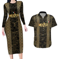 Custom Mexico Football Couples Matching Long Sleeve Bodycon Dress and Hawaiian Shirt 2025 El Tri Champions Gold Color - Wonder Print Shop