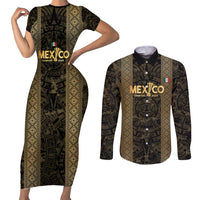 Custom Mexico Football Couples Matching Short Sleeve Bodycon Dress and Long Sleeve Button Shirt 2025 El Tri Champions Gold Color - Wonder Print Shop