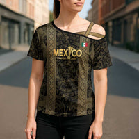 Custom Mexico Football Cross Shoulder Shirt 2025 El Tri Champions Gold Color - Wonder Print Shop