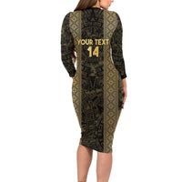 Custom Mexico Football Family Matching Long Sleeve Bodycon Dress and Hawaiian Shirt 2025 El Tri Champions Gold Color - Wonder Print Shop