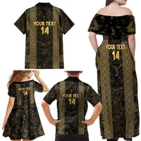 Custom Mexico Football Family Matching Off Shoulder Maxi Dress and Hawaiian Shirt 2025 El Tri Champions Gold Color - Wonder Print Shop