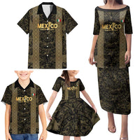 Custom Mexico Football Family Matching Puletasi and Hawaiian Shirt 2025 El Tri Champions Gold Color - Wonder Print Shop