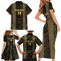 Custom Mexico Football Family Matching Short Sleeve Bodycon Dress and Hawaiian Shirt 2025 El Tri Champions Gold Color - Wonder Print Shop