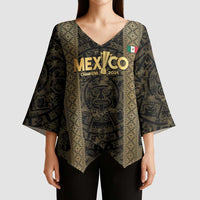 Custom Mexico Football Kimono Sleeve Blouse 2025 El Tri Champions Gold Color - Wonder Print Shop