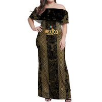 Custom Mexico Football Off Shoulder Maxi Dress 2025 El Tri Champions Gold Color - Wonder Print Shop