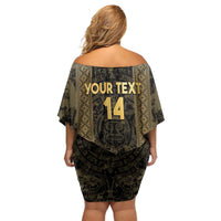 Custom Mexico Football Off Shoulder Short Dress 2025 El Tri Champions Gold Color - Wonder Print Shop