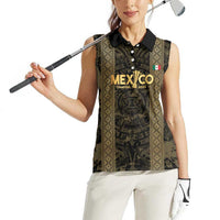 Custom Mexico Football Women Sleeveless Polo Shirt 2025 El Tri Champions Gold Color - Wonder Print Shop