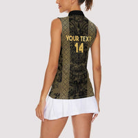 Custom Mexico Football Women Sleeveless Polo Shirt 2025 El Tri Champions Gold Color - Wonder Print Shop