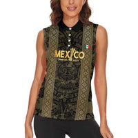 Custom Mexico Football Women Sleeveless Polo Shirt 2025 El Tri Champions Gold Color - Wonder Print Shop