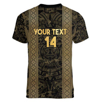 Custom Mexico Football Women V-Neck T-Shirt 2025 El Tri Champions Gold Color - Wonder Print Shop