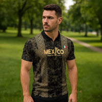 Custom Mexico Football Zipper Polo Shirt 2025 El Tri Champions Gold Color - Wonder Print Shop
