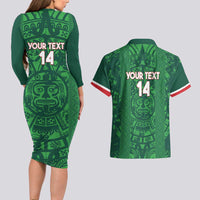 Custom Mexico Football Couples Matching Long Sleeve Bodycon Dress and Hawaiian Shirt 2025 El Tri Champions Green Color - Wonder Print Shop