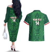 Custom Mexico Football Couples Matching Off The Shoulder Long Sleeve Dress and Hawaiian Shirt 2025 El Tri Champions Green Color - Wonder Print Shop