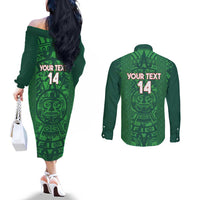 Custom Mexico Football Couples Matching Off The Shoulder Long Sleeve Dress and Long Sleeve Button Shirt 2025 El Tri Champions Green Color - Wonder Print Shop