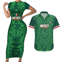 Custom Mexico Football Couples Matching Short Sleeve Bodycon Dress and Hawaiian Shirt 2025 El Tri Champions Green Color - Wonder Print Shop