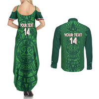 Custom Mexico Football Couples Matching Summer Maxi Dress and Long Sleeve Button Shirt 2025 El Tri Champions Green Color - Wonder Print Shop