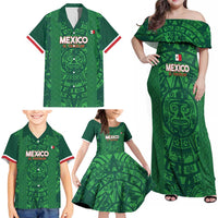 Custom Mexico Football Family Matching Off Shoulder Maxi Dress and Hawaiian Shirt 2025 El Tri Champions Green Color - Wonder Print Shop