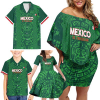 Custom Mexico Football Family Matching Off Shoulder Short Dress and Hawaiian Shirt 2025 El Tri Champions Green Color - Wonder Print Shop