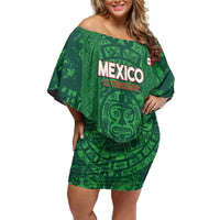 Custom Mexico Football Family Matching Off Shoulder Short Dress and Hawaiian Shirt 2025 El Tri Champions Green Color - Wonder Print Shop