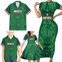 Custom Mexico Football Family Matching Short Sleeve Bodycon Dress and Hawaiian Shirt 2025 El Tri Champions Green Color - Wonder Print Shop